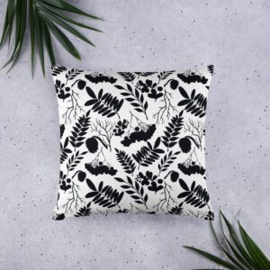 Basic Pillow 'Witchy Winter BW Plants'