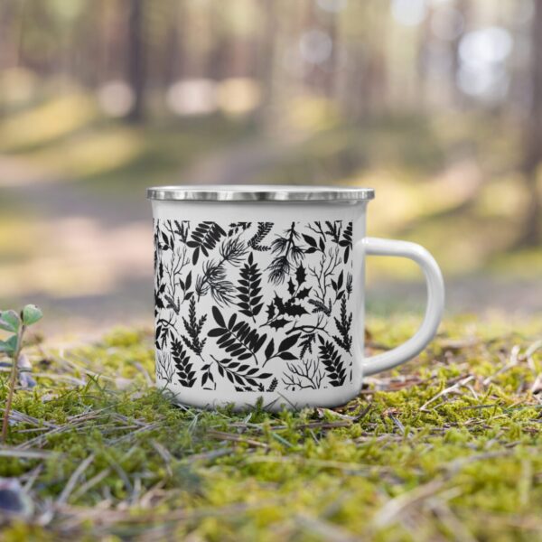 Enamel Mug ‘Witchy Winter BW Plants II’