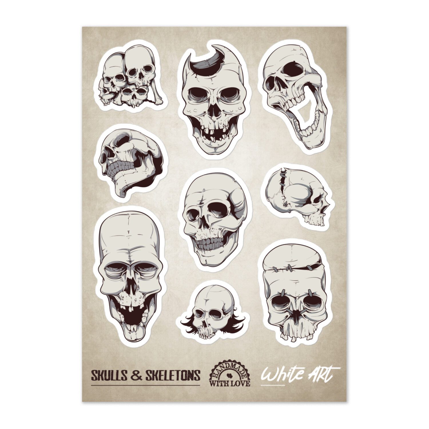 Kiss-cut Sticker Sheet 'Skulls & Sceletons Vol 3'