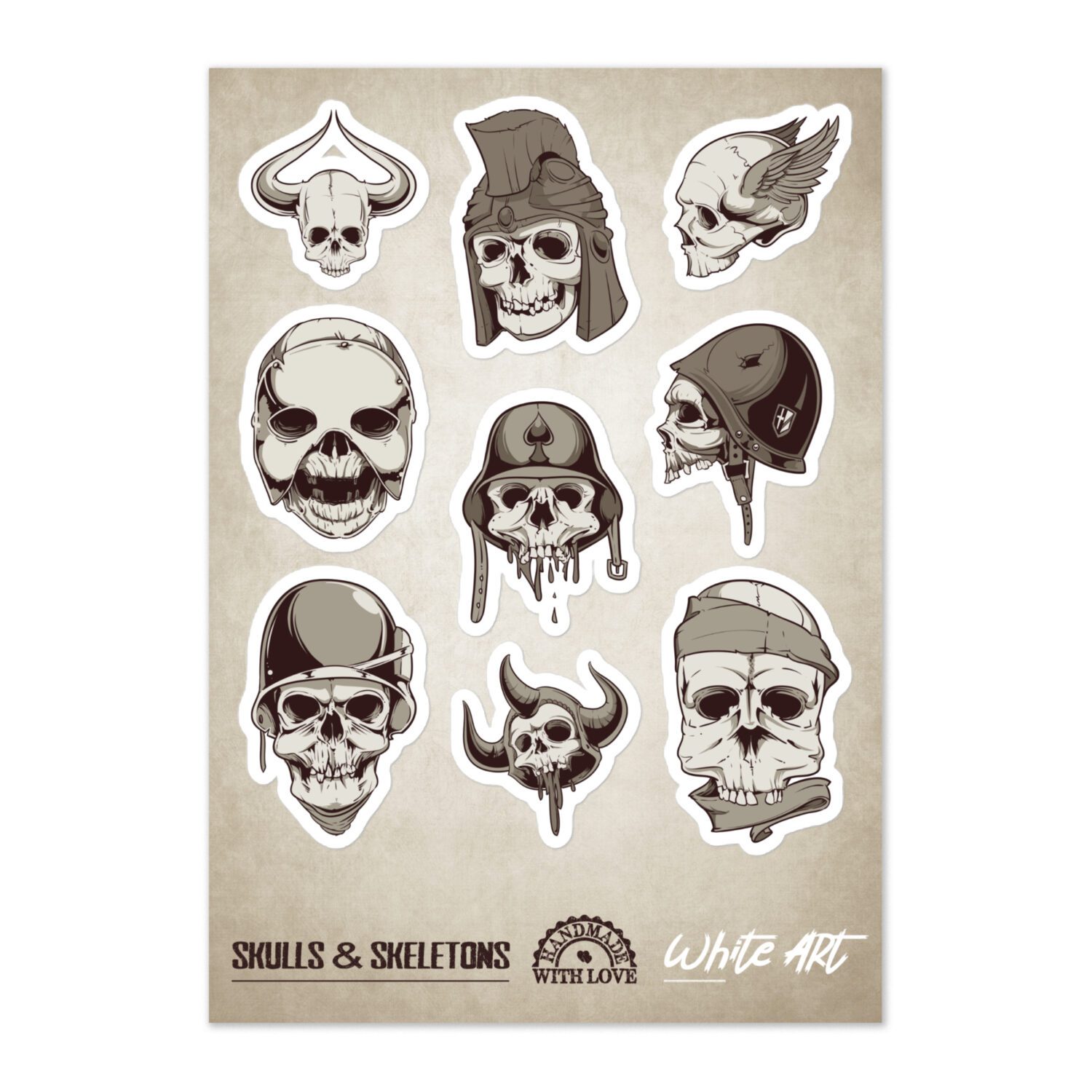 Kiss-cut Sticker Sheet ‘Skulls & Sceletons Vol 6’