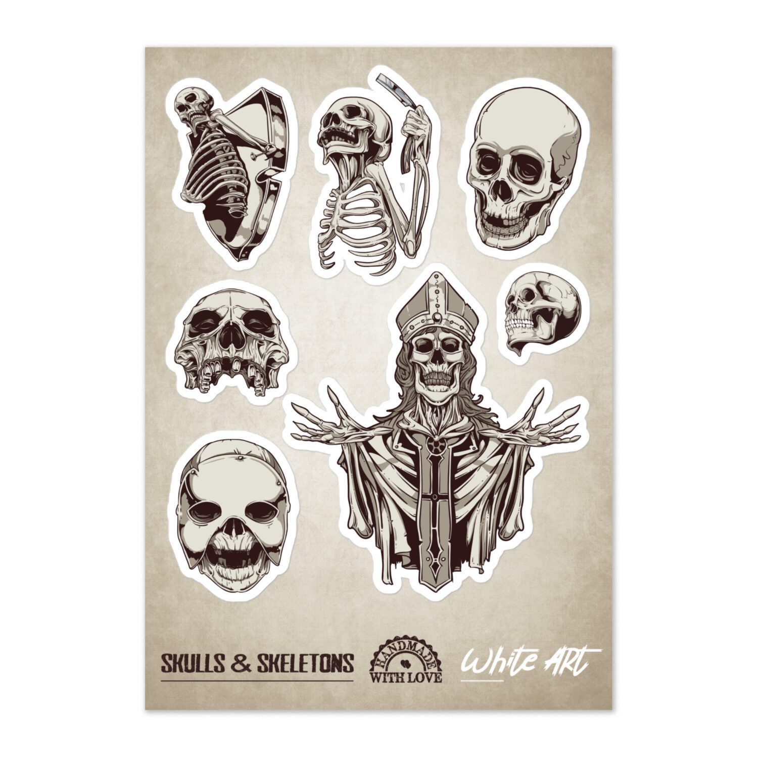 Kiss-cut Sticker Sheet ‘Skulls & Sceletons Vol 7’