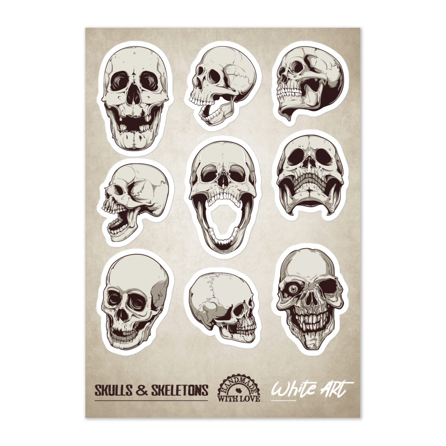 Kiss-cut Sticker Sheet ‘Skulls & Sceletons Vol 8’