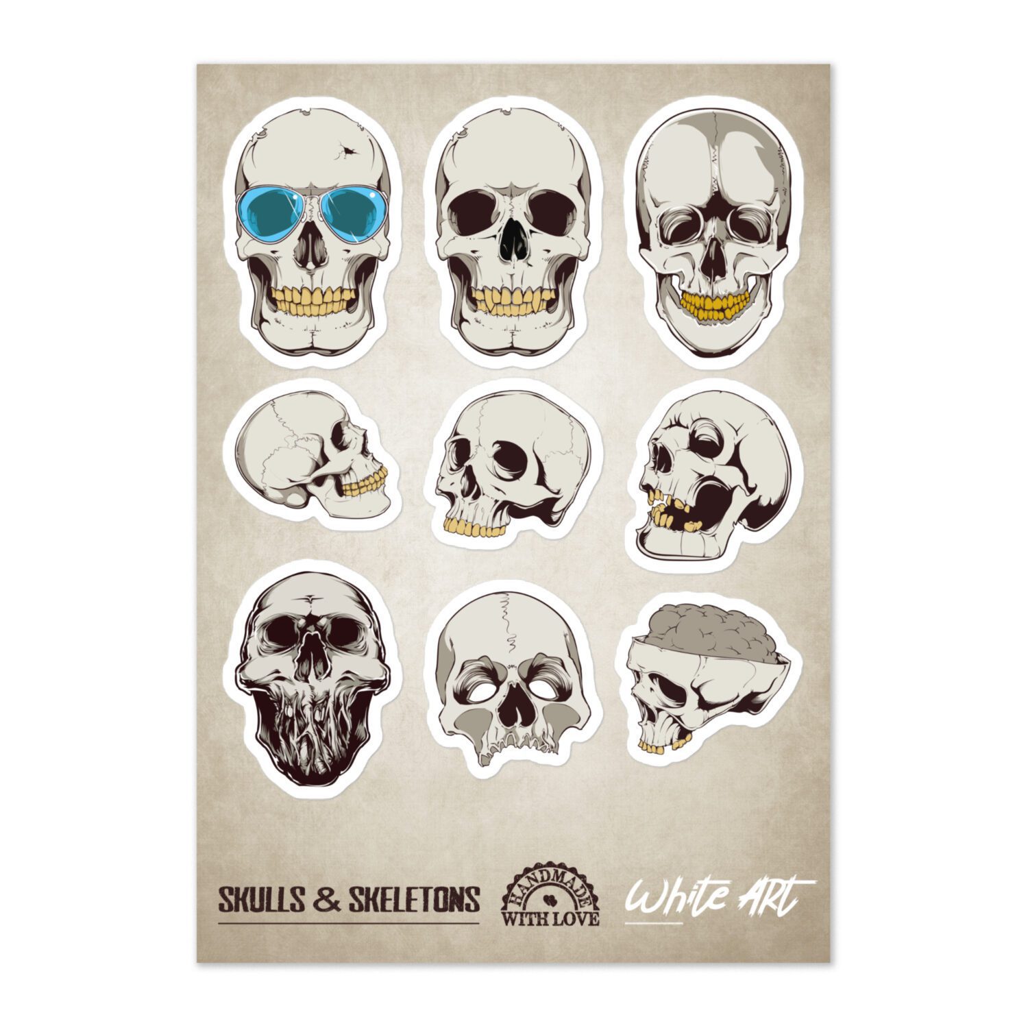 Kiss-cut Sticker Sheet ‘Skulls & Sceletons Vol 9’