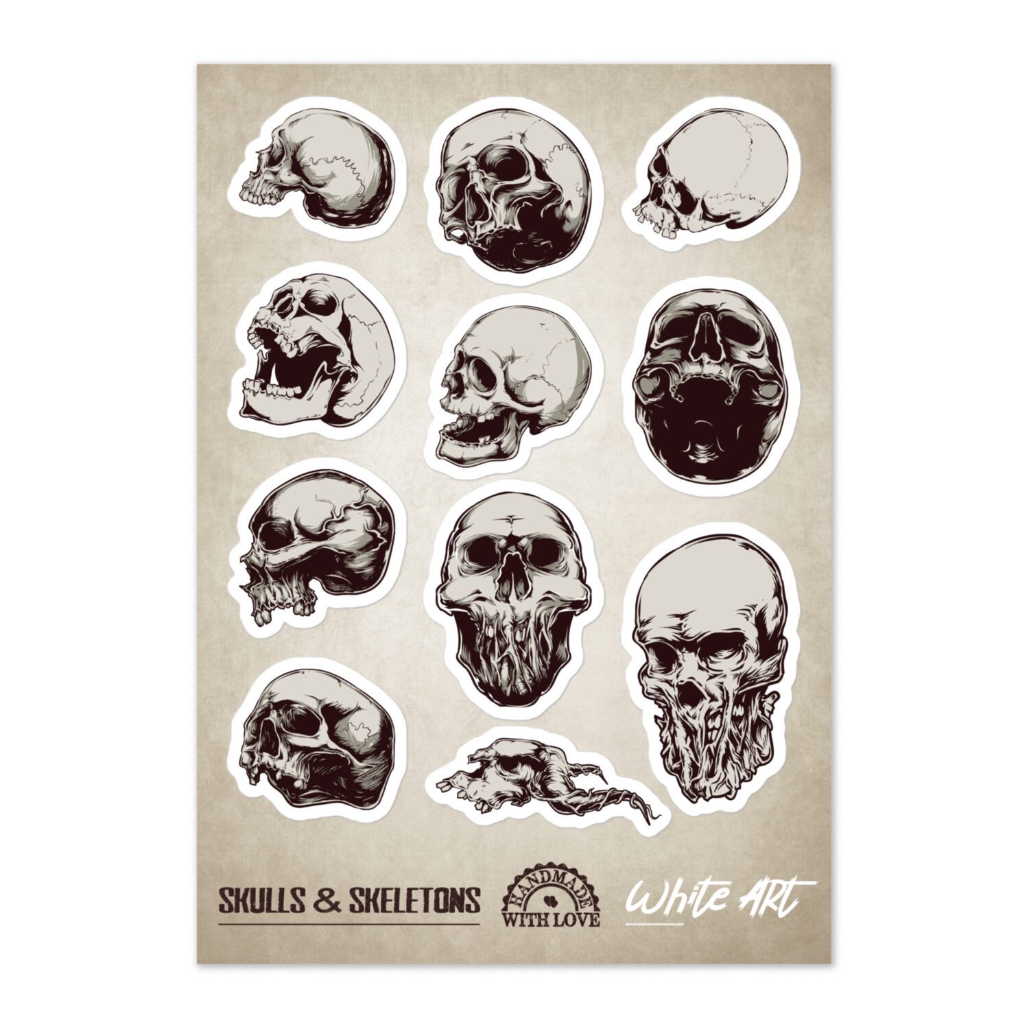 Kiss-cut Sticker Sheet ‘Skulls & Sceletons Vol 13’