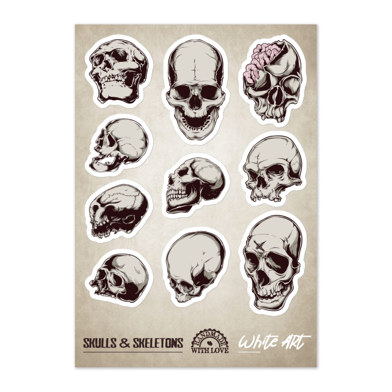 Kiss-cut Sticker Sheet ‘Skulls & Sceletons Vol 14’
