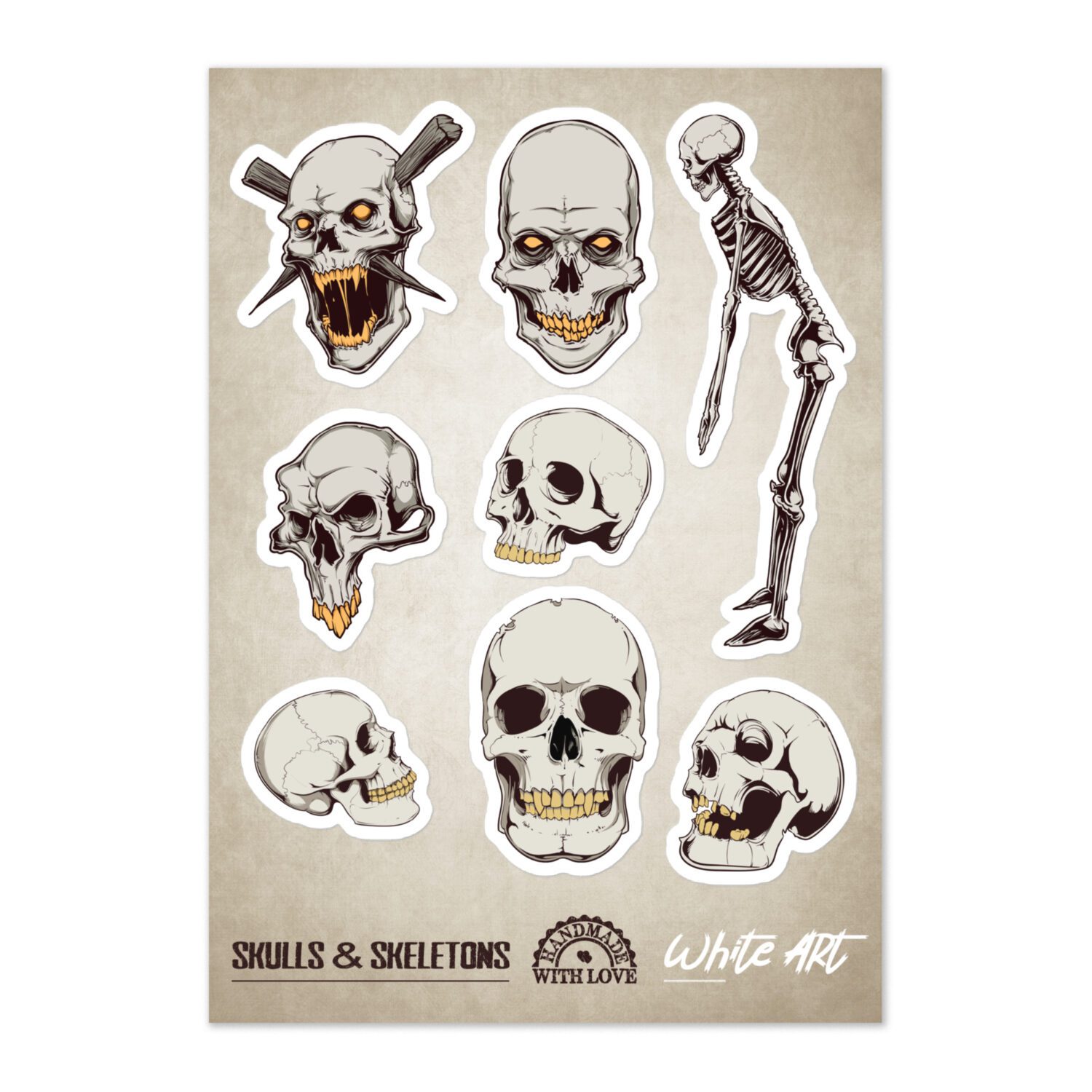 Kiss-cut Sticker Sheet ‘Skulls & Sceletons Vol 15’