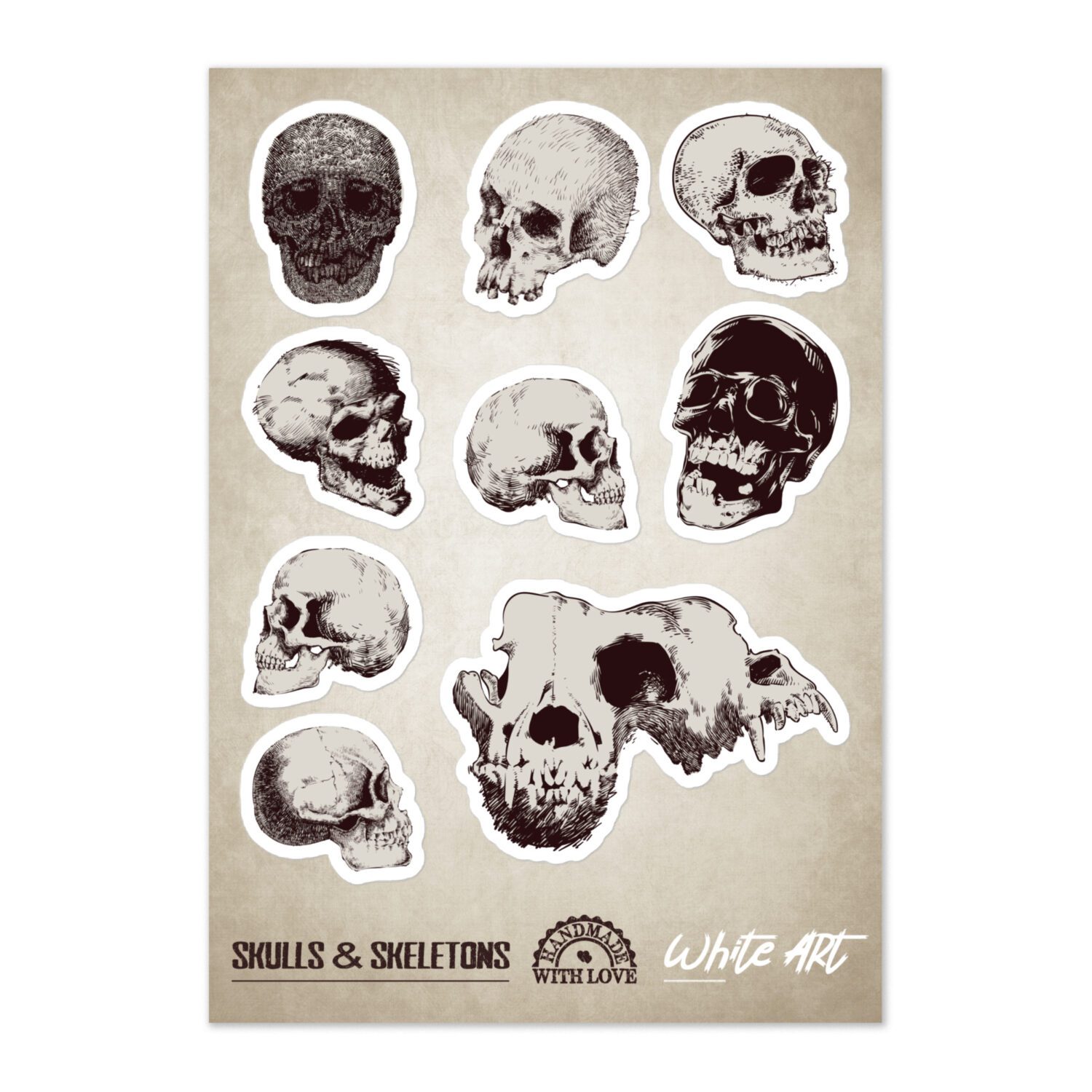 Kiss-cut Sticker Sheet ‘Skulls & Sceletons Vol 17’