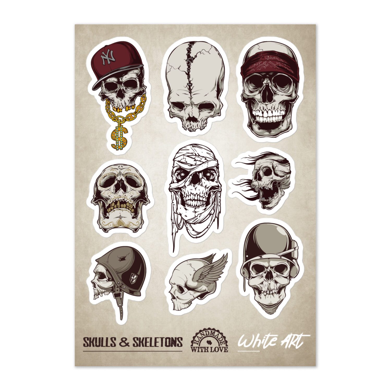 Kiss-cut Sticker Sheet ‘Skulls & Sceletons Vol 16’