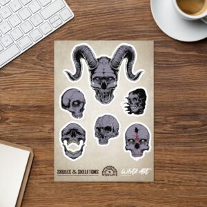 Skulls and Skeletons Sticker Sheet