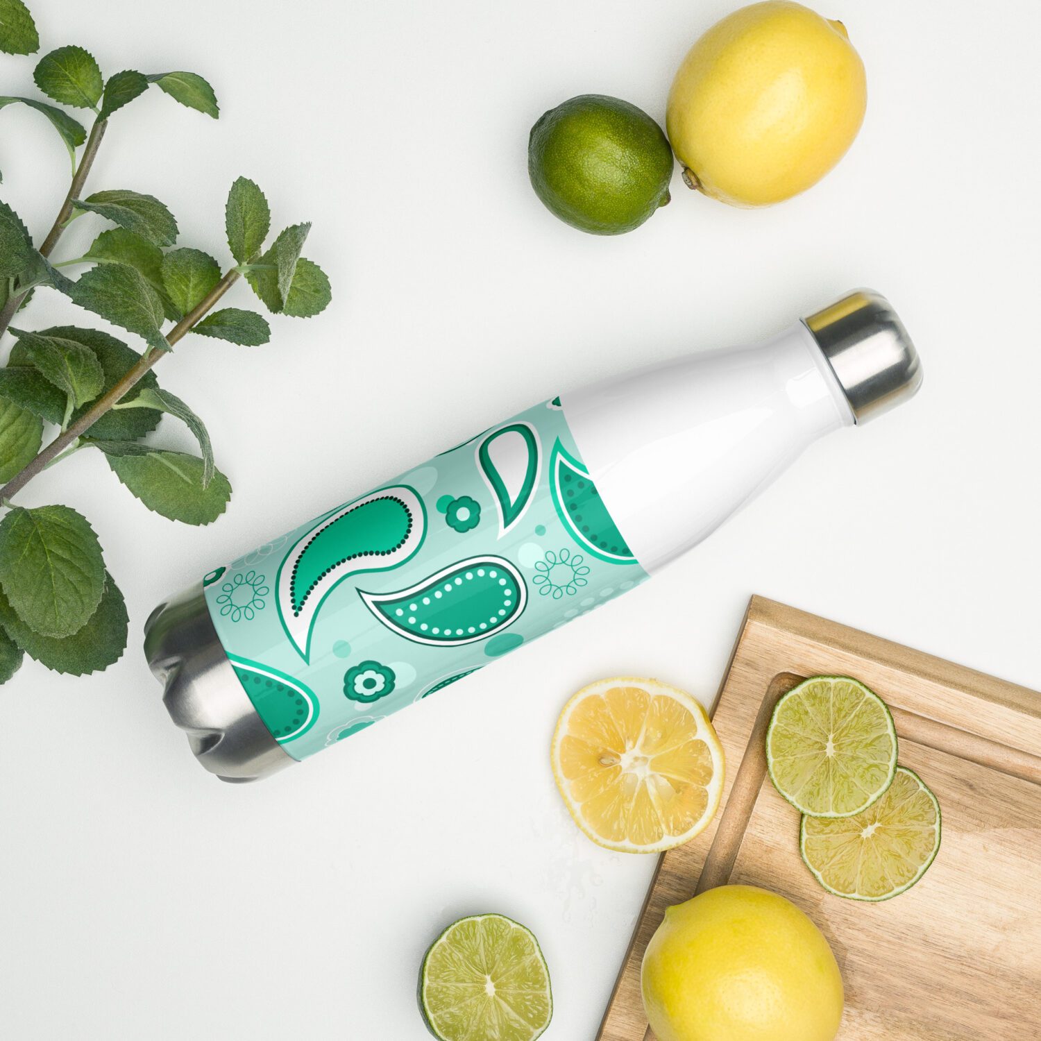Stainless Steel Water Bottle “Turquoise drops”