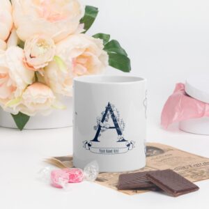 Custom Mug with Your Name “A” letter, blue