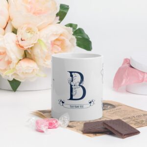 Custom Mug with Your Name “B” letter, blue