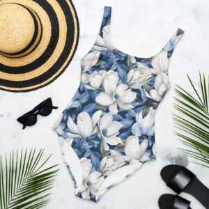 One-Piece Swimsuit "White Flowers"
