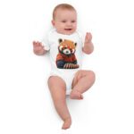 Organic cotton baby bodysuit "Cute Red Panda"