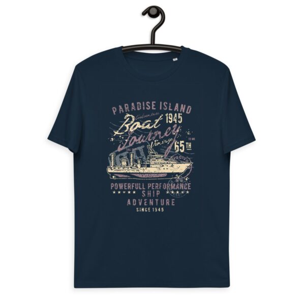 Unisex organic cotton t-shirt Boat Journey / Vintage