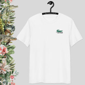 Lactose - white T-shirt with parody embroidery
