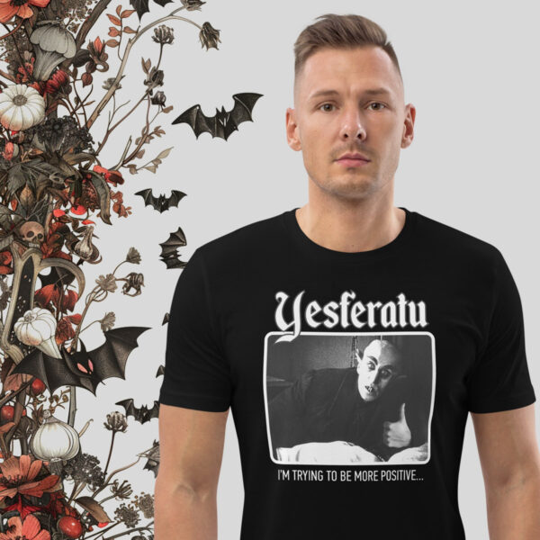 Yesferatu: Positive Vampire – black T-shirt with parody print