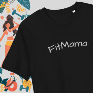 FitMama – black T-shirt with cool embroidery