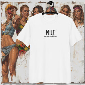 MILF: Fitness Mom – white T-shirt with funny embroidery