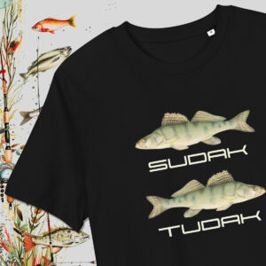 Судак — Тудак — белая футболка с принтом для рыбака
