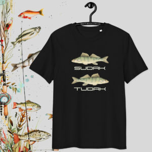 Судак — Тудак — белая футболка с принтом для рыбака