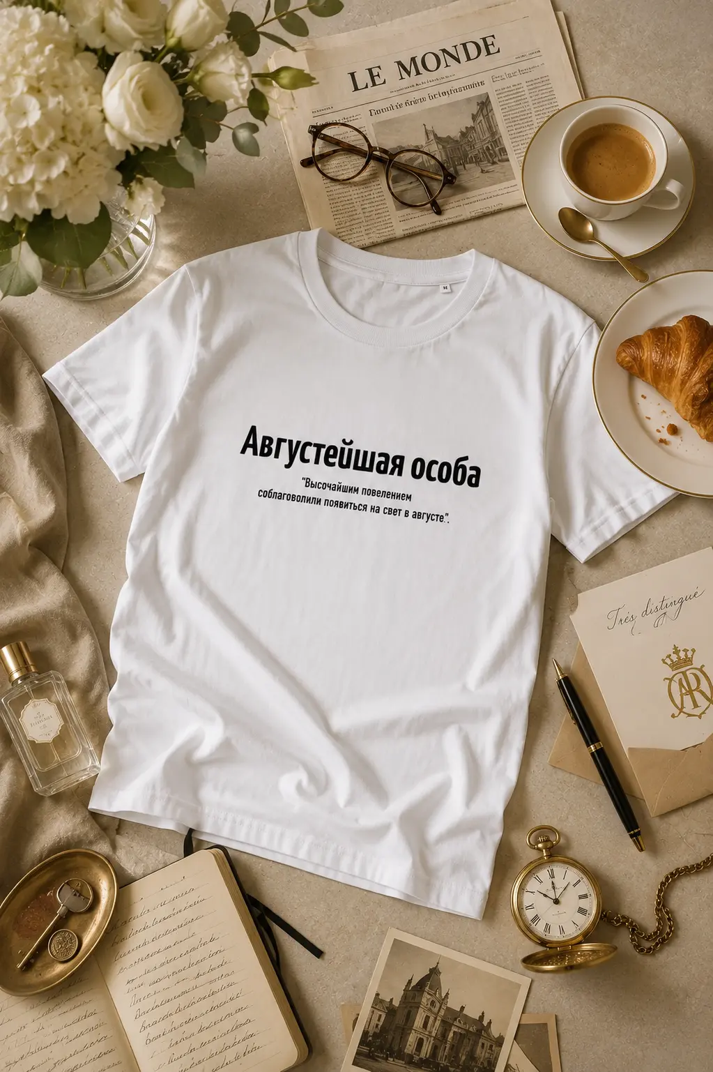 Avgustejshaja Osoba T-Shirt 01 Футболка «Августейшая особа» — оригинальный подарок для рожденных в августе